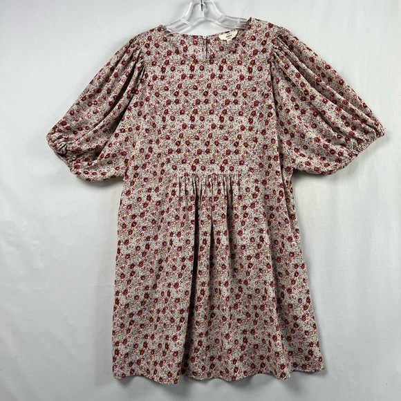 entro Dresses & Skirts - Entro Mini Dress Womens Large Ditsy Floral Puff Sleeve Gathered Cottage Core